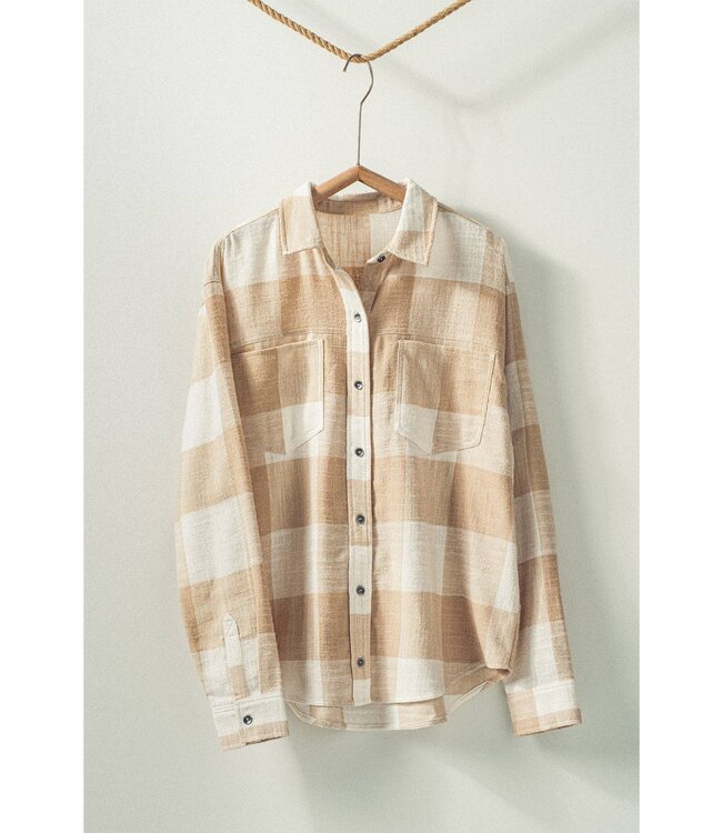 Relaxed Checkered Button-Up Western Boho Shirt Top