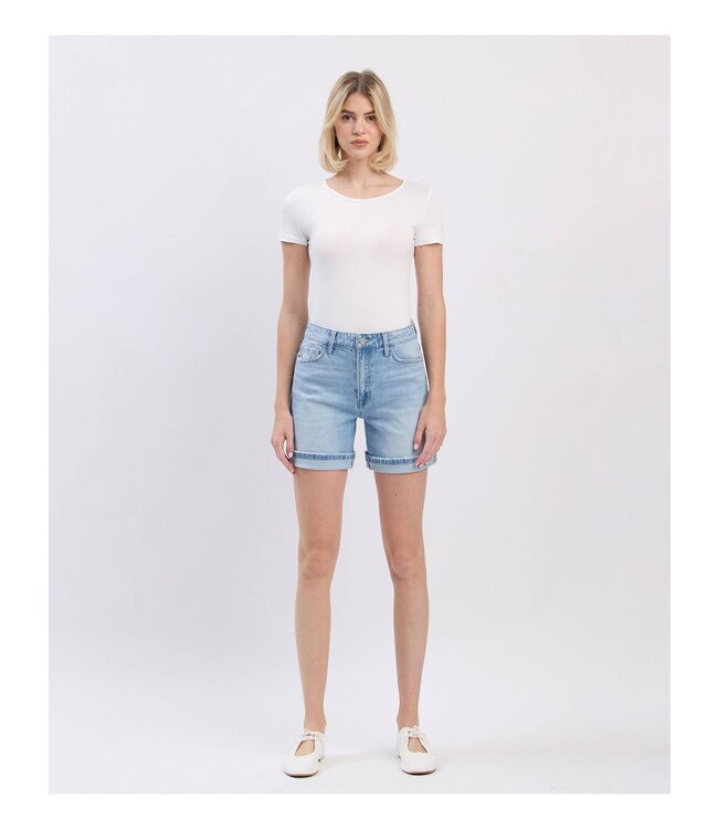 Super High Rise Midi Denim Shorts
