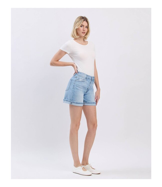 Super High Rise Midi Denim Shorts