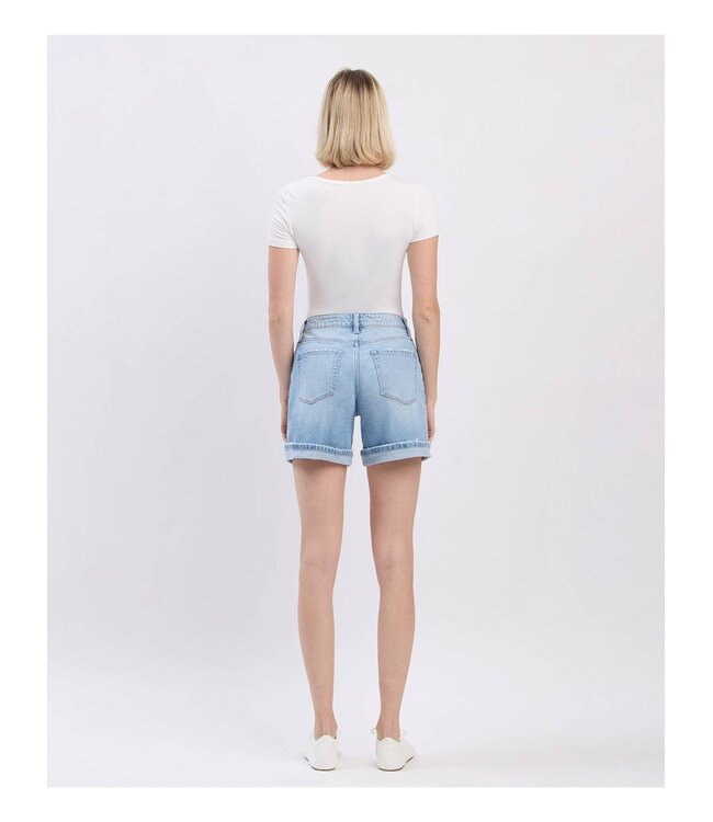 Super High Rise Midi Denim Shorts