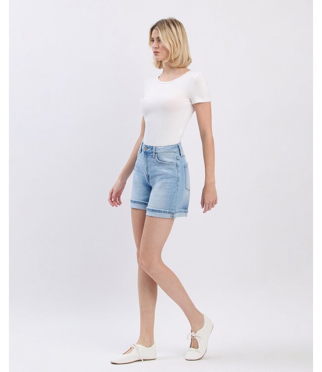 Super High Rise Midi Denim Shorts