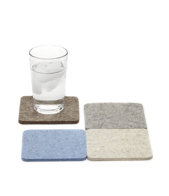 Bierfilzl Merino Wool Square Coaster Multi 4 Pack
