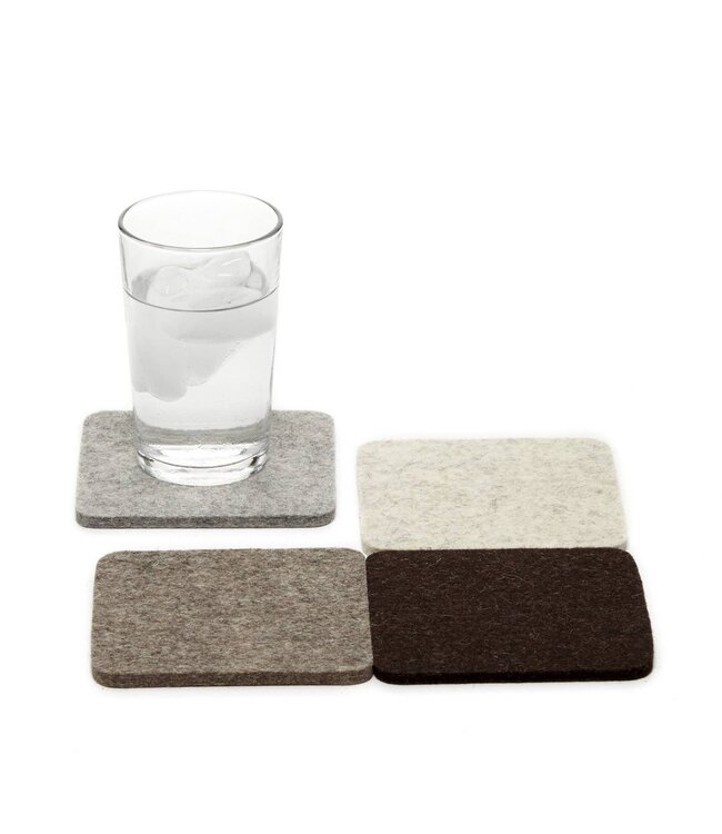 Bierfilzl Merino Wool Square Coaster Multi 4 Pack