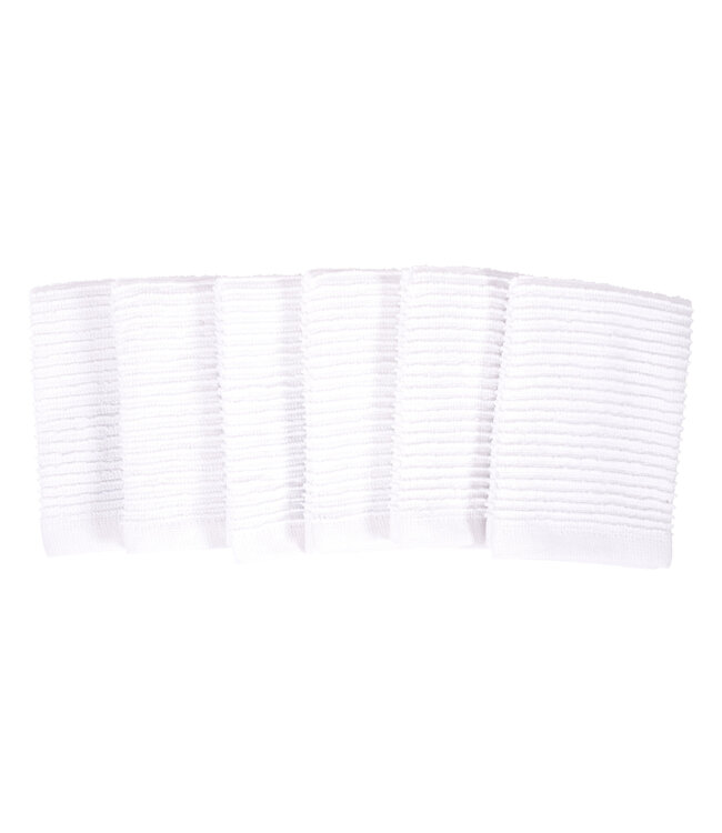 Kaf Home Wave Bar Mop Dish Cloth - WHITE - Set of 6