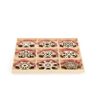 Large Wood Snowflake Ornament Set - 32 pcs