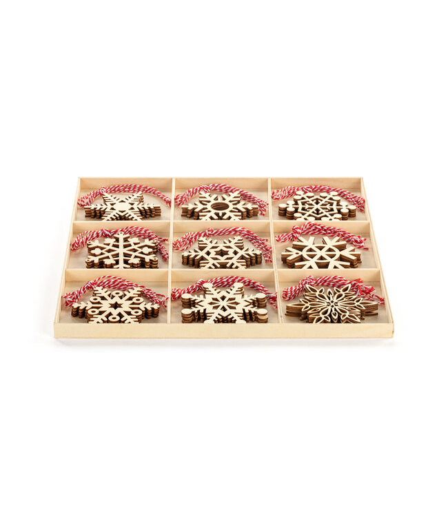 Large Wood Snowflake Ornament Set - 32 pcs