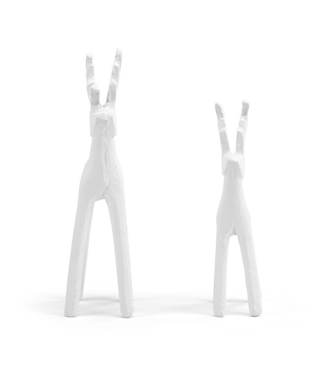 Cast Iron White Reindeer - Set of 2