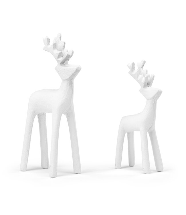 Cast Iron White Reindeer - Set of 2