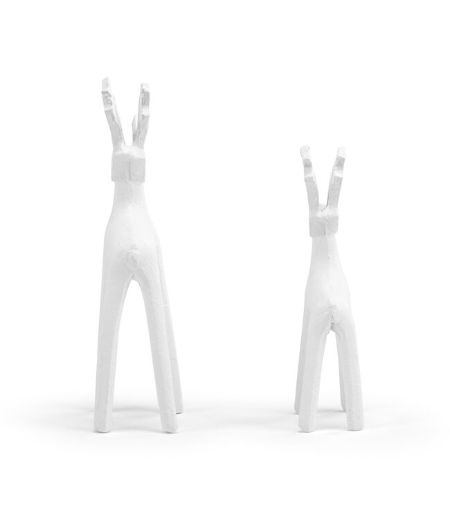 Cast Iron White Reindeer - Set of 2
