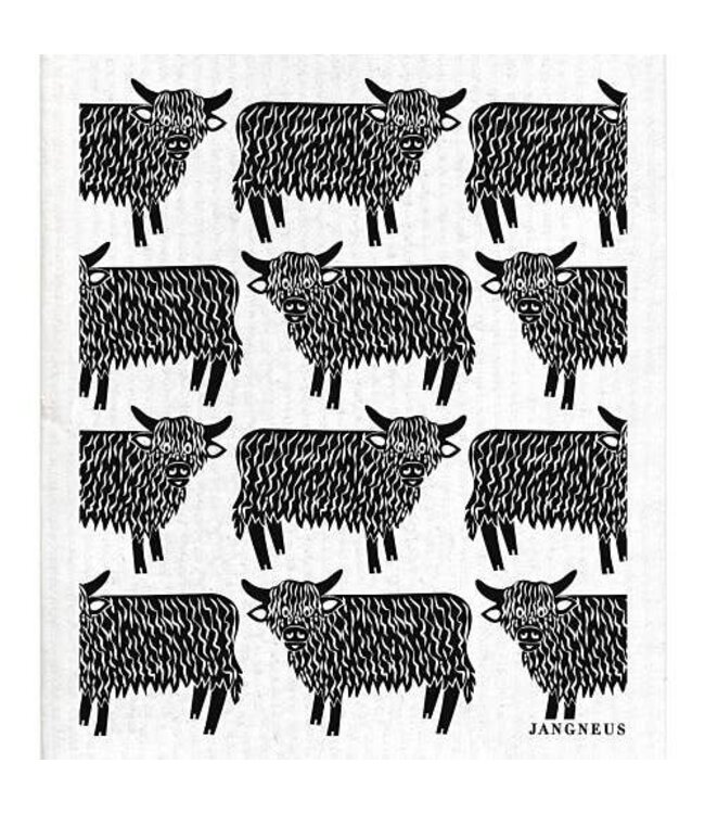 Swedish Dishcloth - Highland Cow - Black