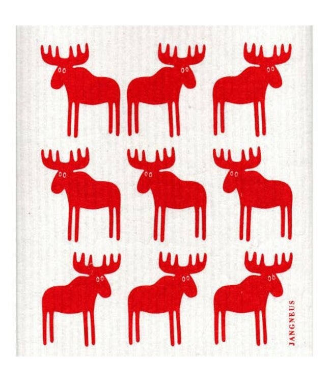 Swedish Dishcloth - Moose - Red