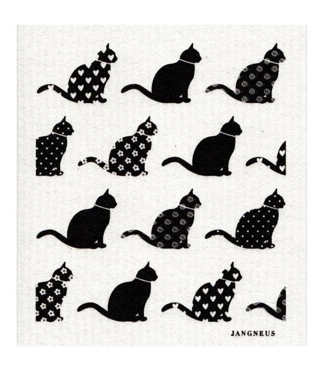 Swedish Dishcloth - Cats - Black