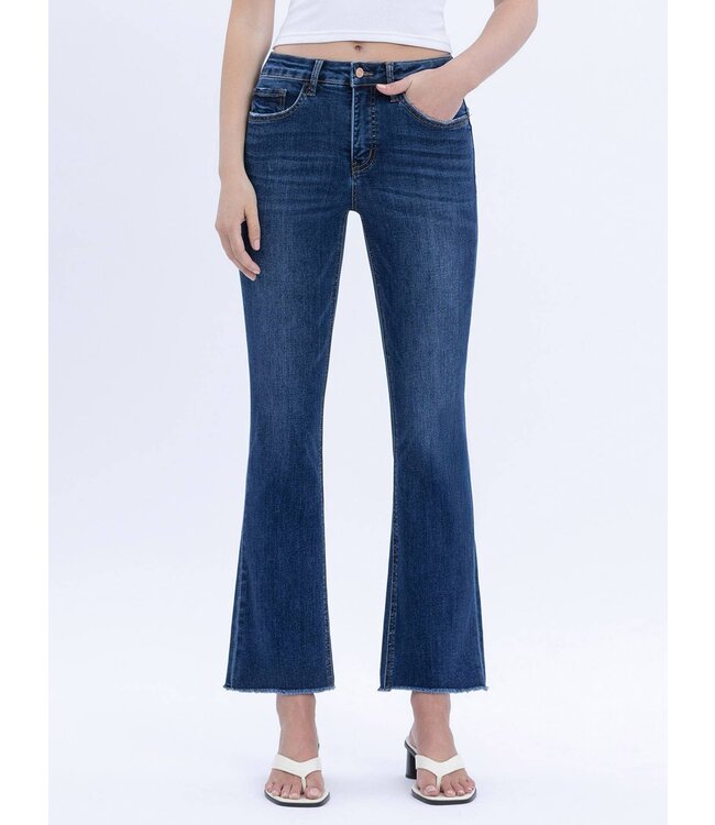 Tummy Control High Rise Raw Hem Kick Flare Jeans
