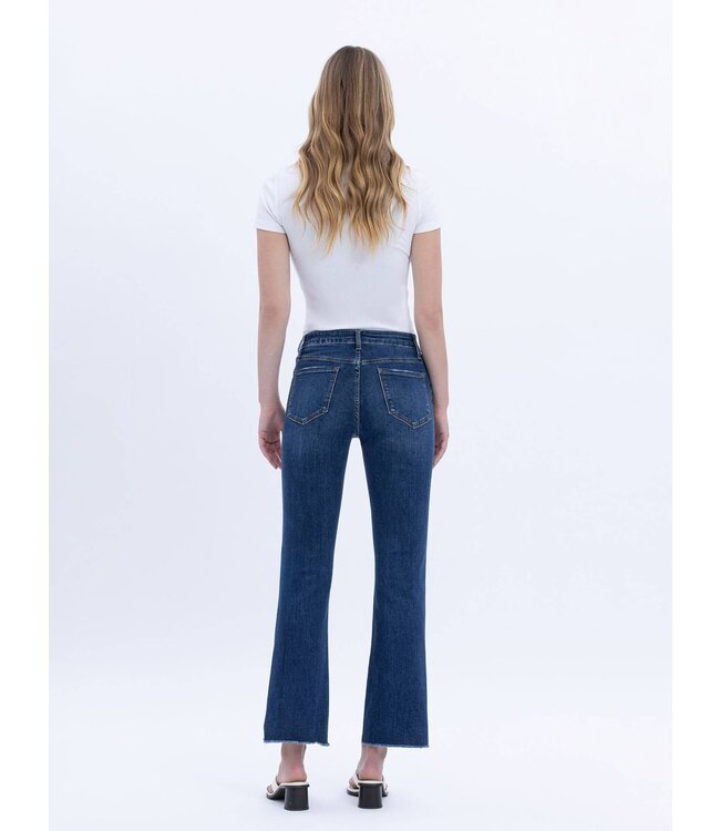 Tummy Control High Rise Raw Hem Kick Flare Jeans
