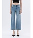 High Rise Clean Cut Raw Hem Ankle Slim Wide Jeans
