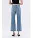 High Rise Clean Cut Raw Hem Ankle Slim Wide Jeans