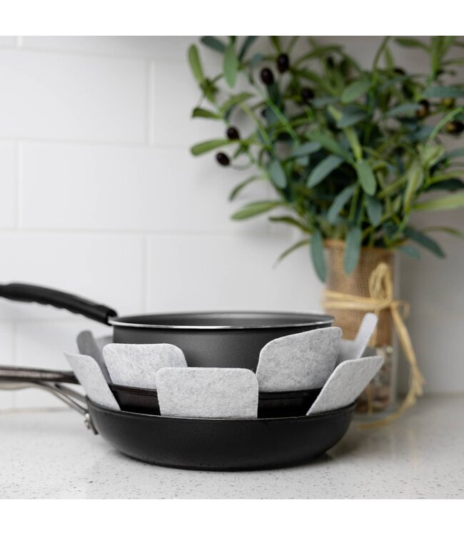 Pots and Pans Protectors For Stacking, Set of 5 - Grey