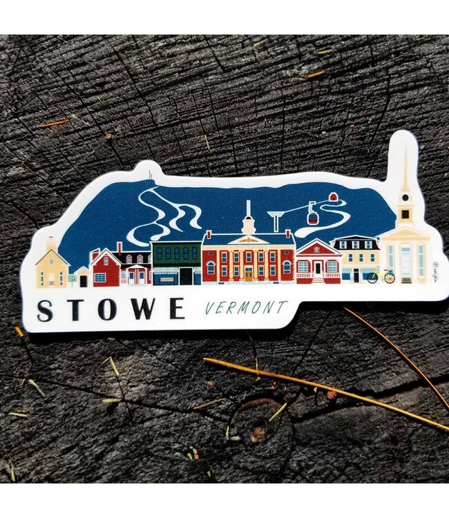 Stowe Vermont Cityscape Waterproof Sticker by Soijen Illustrations