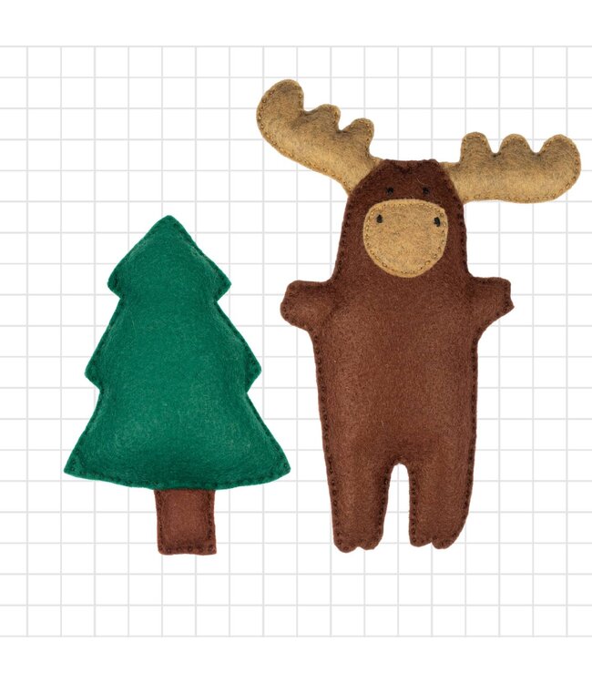 Moose and Tree Wool Felt Sewing Kit
