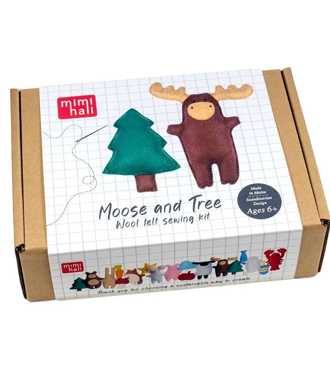 Moose and Tree Wool Felt Sewing Kit