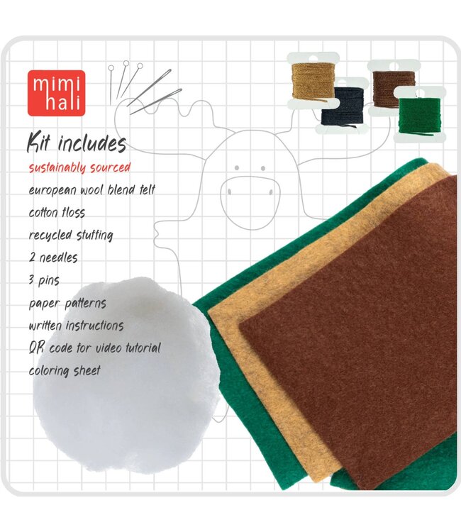 Moose and Tree Wool Felt Sewing Kit