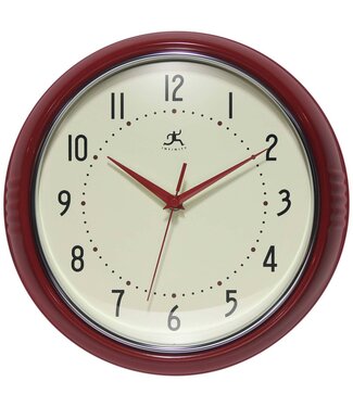 Retro Round Red Indoor Wall Clock - 12 Inch