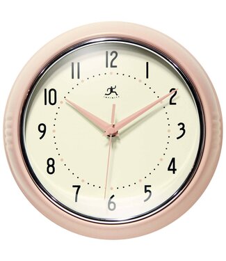 Retro Round Pink Indoor Wall Clock - 9.5 Inch