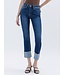 High Rise Cuffed Slim Straight Jeans