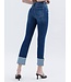 High Rise Cuffed Slim Straight Jeans
