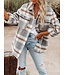 Women's Plaid Button Flannel Shirt Jacket