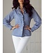 Beau Blue Ruffled Long Sleeve Buttoned Denim Shirt