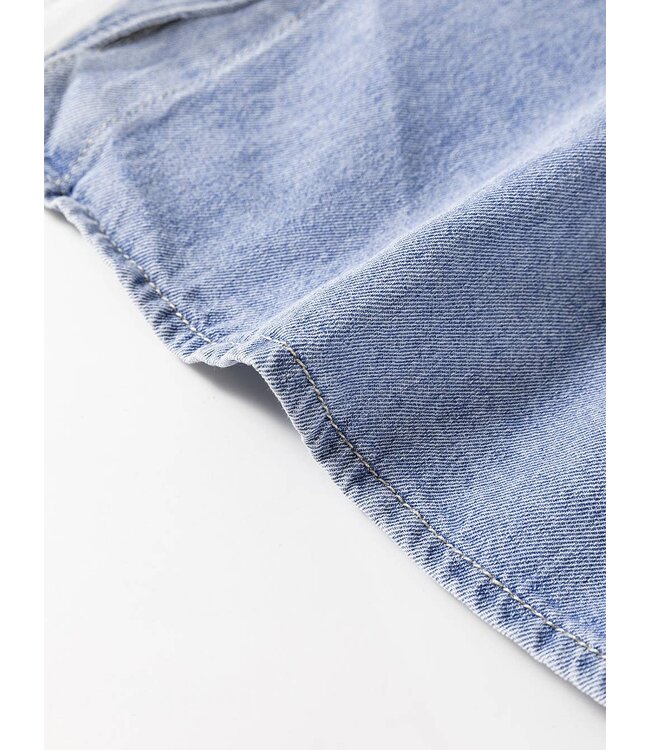 Beau Blue Ruffled Long Sleeve Buttoned Denim Shirt