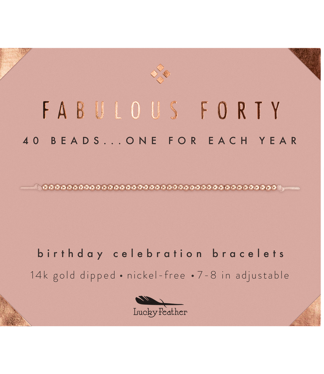 Lucky Feather Milestone Birthday Bracelet - Ages 40-50