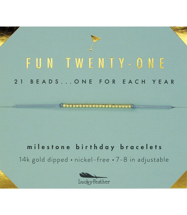 Lucky Feather Milestone Birthday Bracelet - Ages 21-30