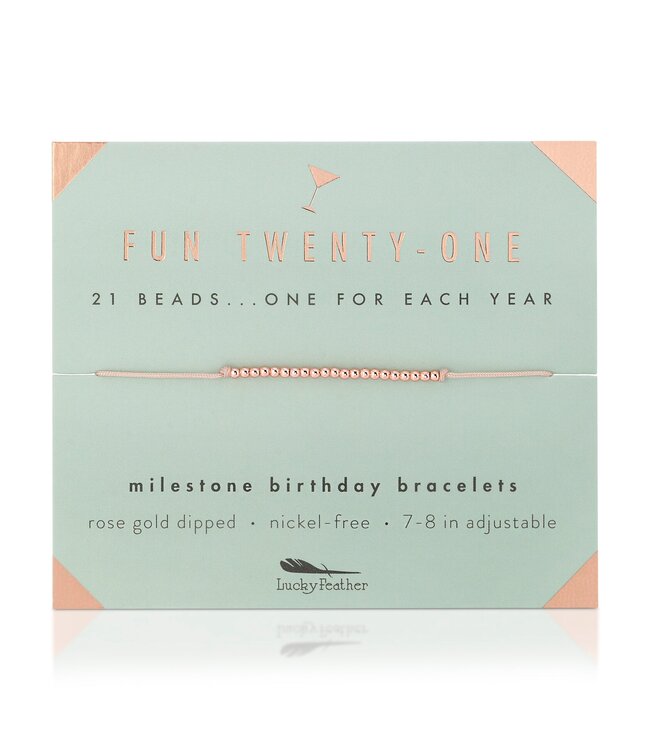 Lucky Feather Milestone Birthday Bracelet - Ages 21-30