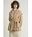 Common Knit Shawl Collar Belt Cardigan - Sand