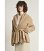Common Knit Shawl Collar Belt Cardigan - Sand