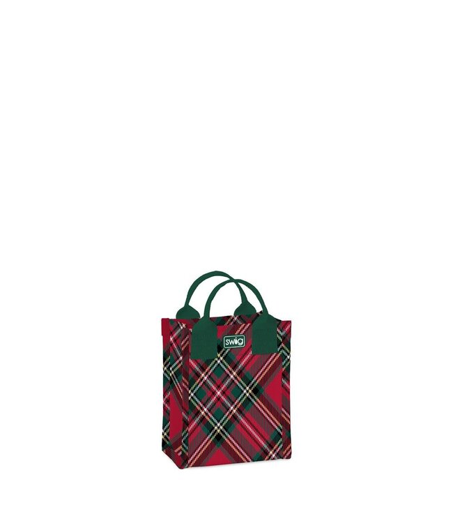 Swig Christmas Plaid Reusable Gift Bag - Mini