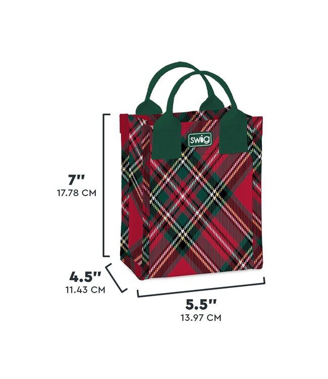 Swig Christmas Plaid Reusable Gift Bag - Mini