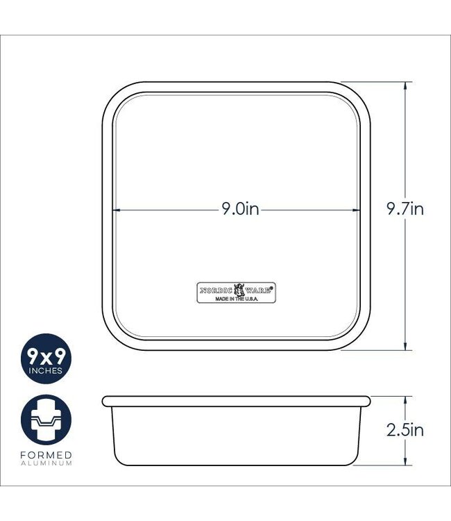 Naturals® Aluminum 9”x9" Square Cake Pan