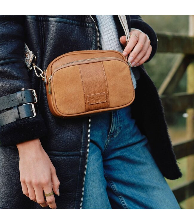 Pom Pom London Original Suede & Leather Bag - Maple