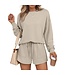 Women's Fall 2 Piece Lounge Set Long Sleeve Top and Shorts