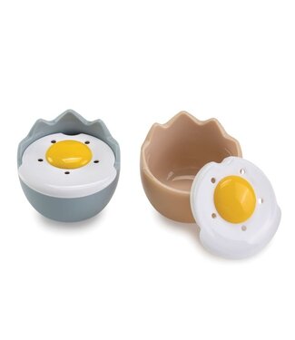 HIC Harold Import Company Joie Cracked Microwavable Egg Poacher, Set of 2