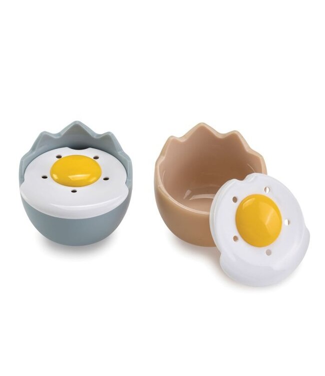HIC Harold Import Company Joie Cracked Microwavable Egg Poacher, Set of 2