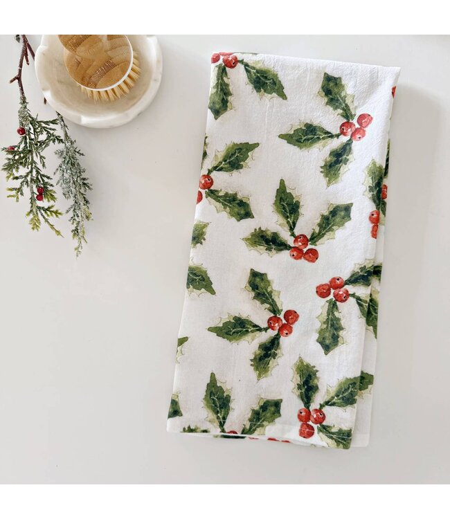 Holly Berry Tea Towel