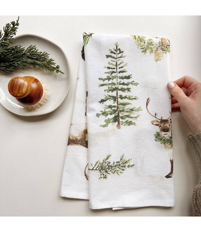 Evergreen Christmas Tea Towel