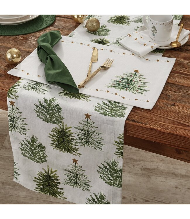 Rustic Christmas Trees Table Runner - 72" L