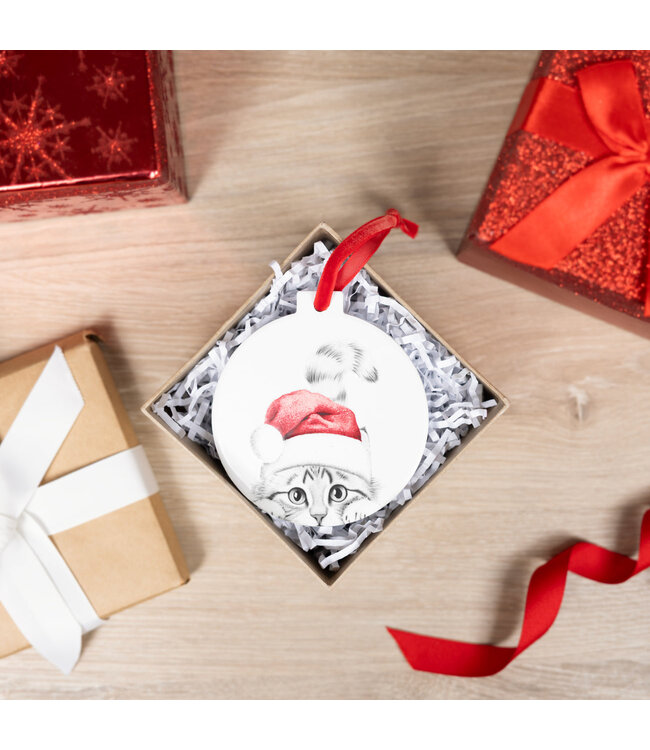 Cat- 4" Ceramic Ornament