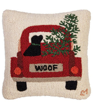 Chandler 4 Corners Tree Truck Lab Woof 18x18 Pillow