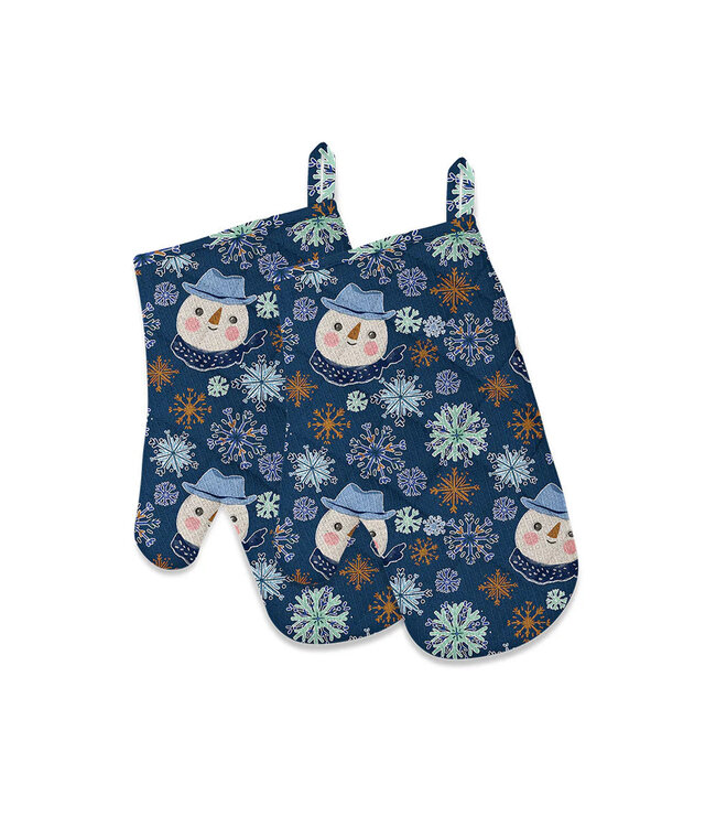 Mahogany Snowman & Snowflakes Mitt, Set of 2